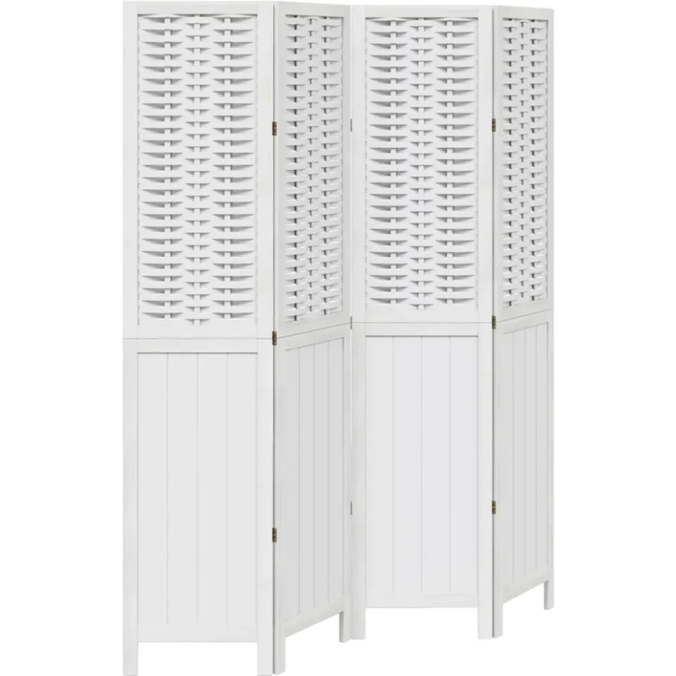 vidaXL Kamerscherm met 4 panelen massief paulowniahout wit