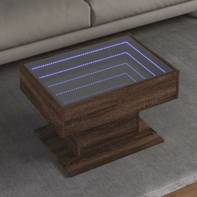 vidaXL Salontafel met LED 70x50x45 cm bewerkt hout bruin eikenkleurig, foto 2
