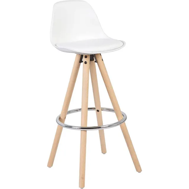 Saphly Barkrukken Set 75cm Wit - Zithoogte 75cm, Kunstleer en Met rugleuning - Voor Eetkamer, Keuken en Woonkamer