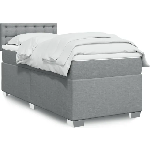 vidaXL Boxspring met matras stof lichtgrijs 90x200 cm grijs