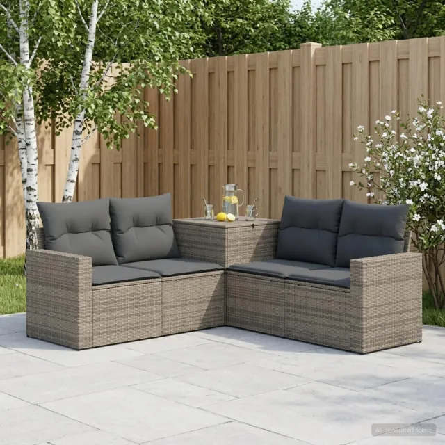 vidaXL Bankstel 5 st Grijs en Donkergrijs 182,5 x 182,5 x 85 cm