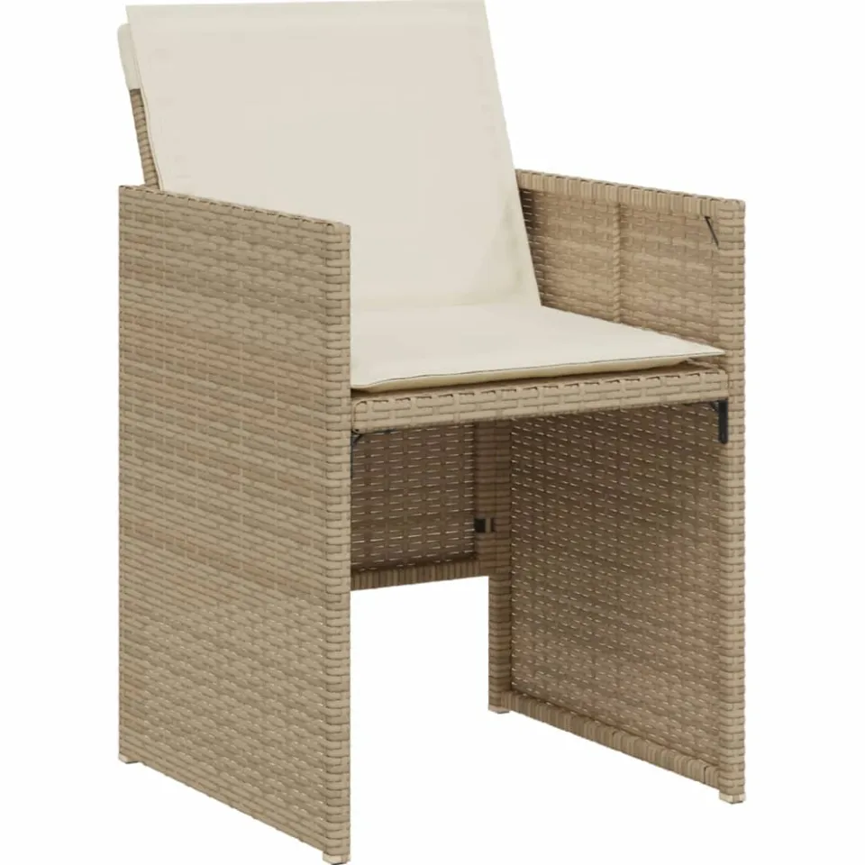 vidaXL 3-delige Bistroset met kussens poly rattan beige