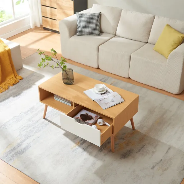 en.casa Salontafel Bordkak 100x48x45 cm eikenkleurig en wit [en.casa]