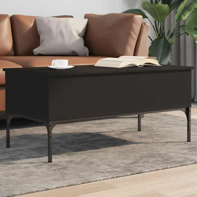 vidaXL Salontafel 100x50x45 cm bewerkt hout en metaal zwart, foto 2