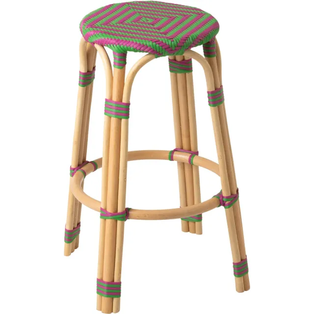 J-Line kruk Geo - polyresin/rotan - roze/groen - 2 stuks