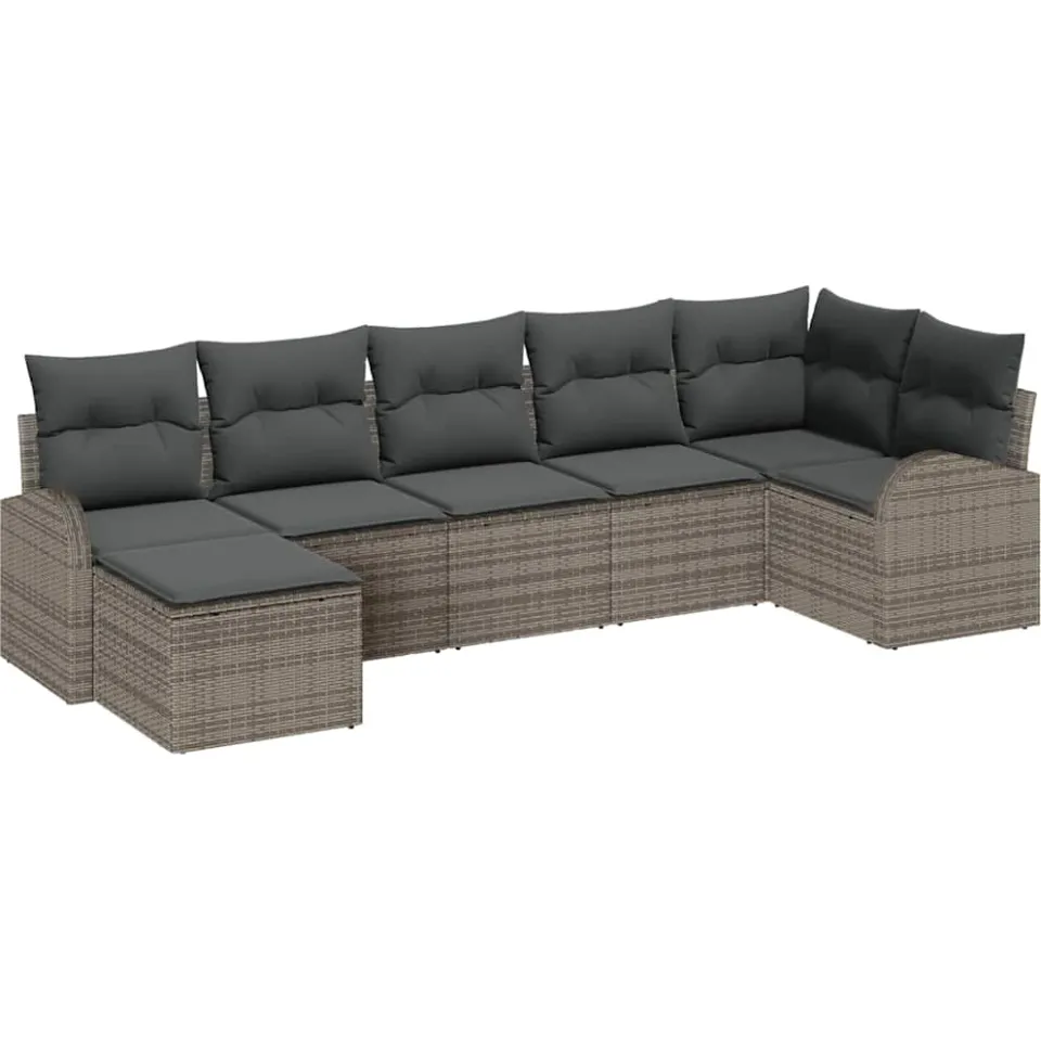 vidaXL Tuin Sofa Set 7 st Grijs [Synthetisch]: Poly Rattan, foto 4