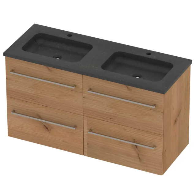 Basic-Line Rocky 46 Badmeubelset Hardsteen 120x46x62 cm R46bsdwo2x602 Whisky Oak Blue Stone Grijs