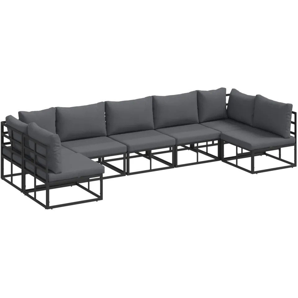 vidaXL Tuinbankenset 7 st Zwart Aluminium, foto 3