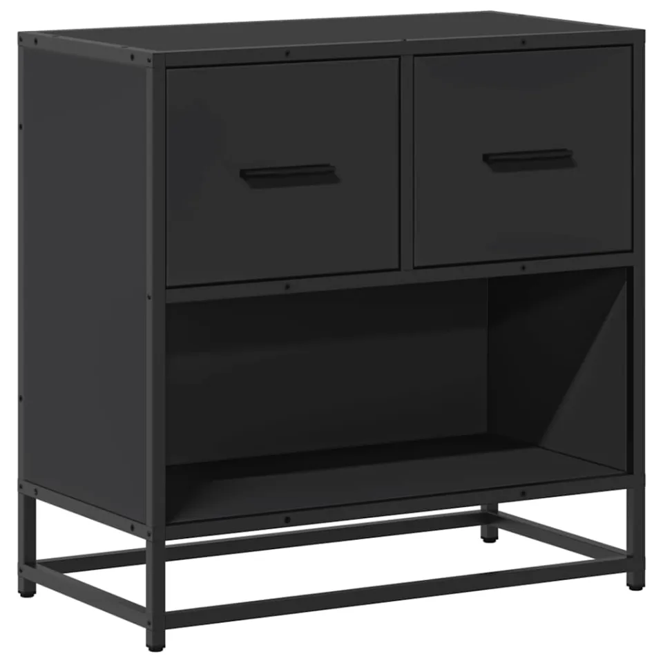 vidaXL Nachtkastje 60x31x60 cm bewerkt hout en metaal zwart, foto 3
