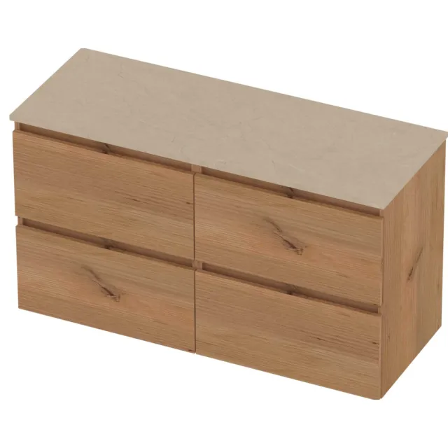 Basic-Line Deck 46 Badmeubelset Greeploos 120x46x66 cm D46sscwo2x60 Whisky Oak Sand Stone Beige