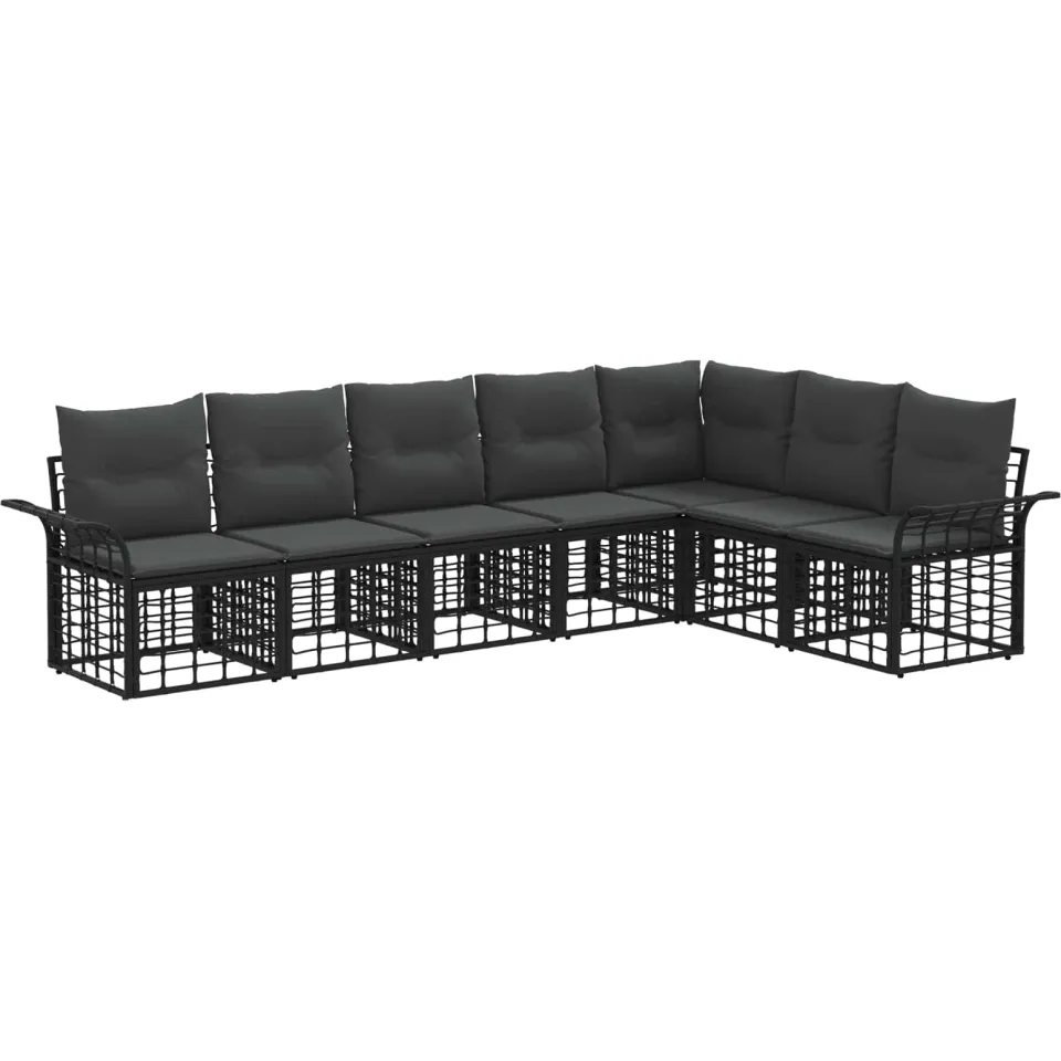 vidaXL Buiten bankenset 7 st Zwart en Donkergrijs Polyester