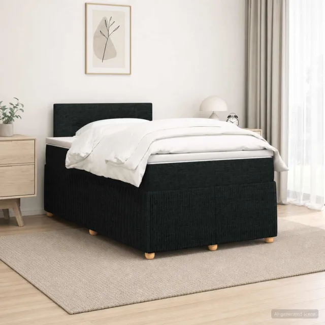 vidaXL Boxspringbed met matras met hoofdeinde Zwart 120 x 190 cm Stof