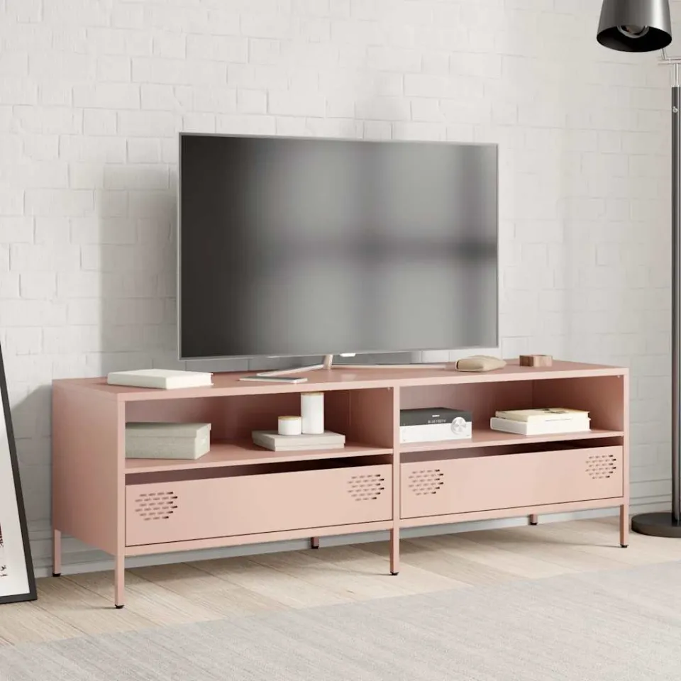 vidaXL Tv-meubel 135x39x43,5 cm koudgewalst staal roze, foto 2