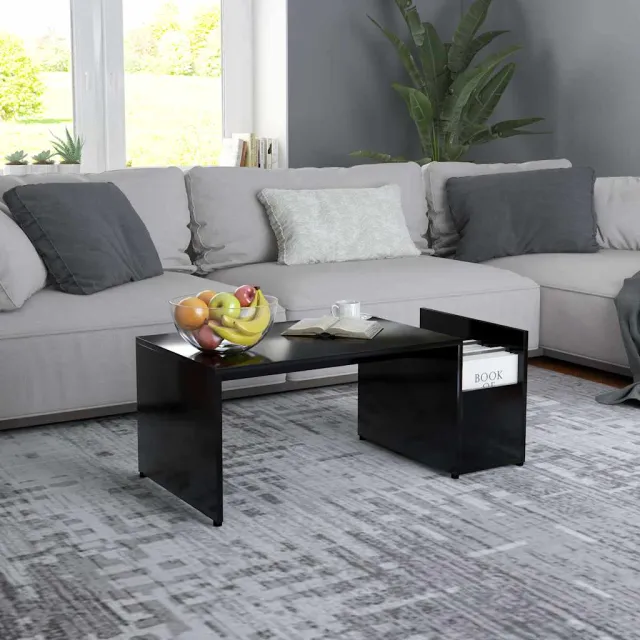 vidaXL Salontafel 90x45x35 cm bewerkt hout zwart, foto 2