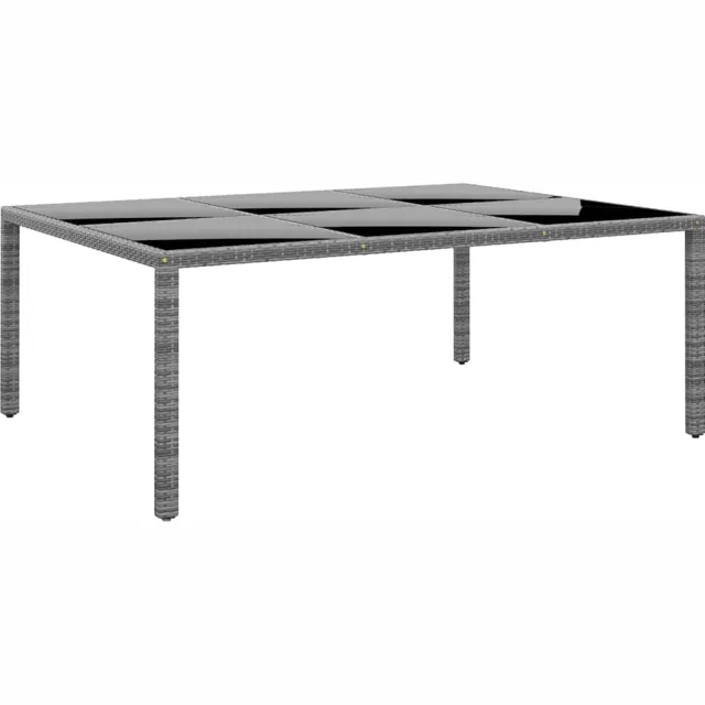 vidaXL Tuintafel 200x150x75 cm gehard glas en poly rattan grijs, foto 2