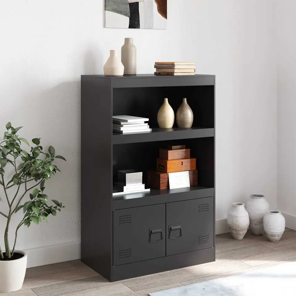 vidaXL Dressoir 67x39x107 cm staal zwart, foto 2