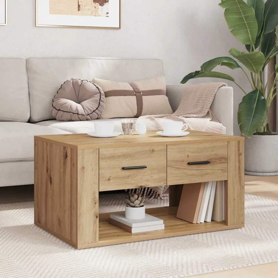 vidaXL Salontafel Artisan Eiken 80 x 50 x 40 cm Bewerkt hout, foto 4