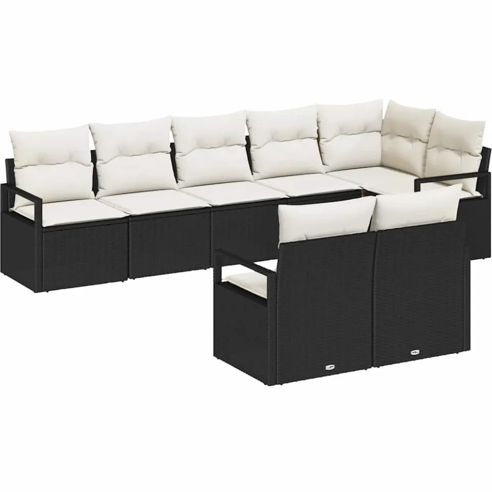 vidaXL Bankstel 8 st Zwart poly rattan