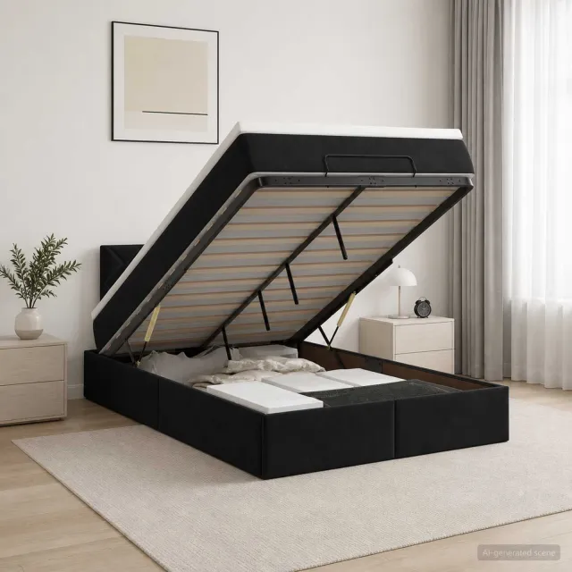vidaXL Ottoman bed met matras Zwart 120 x 190 cm Fluweel