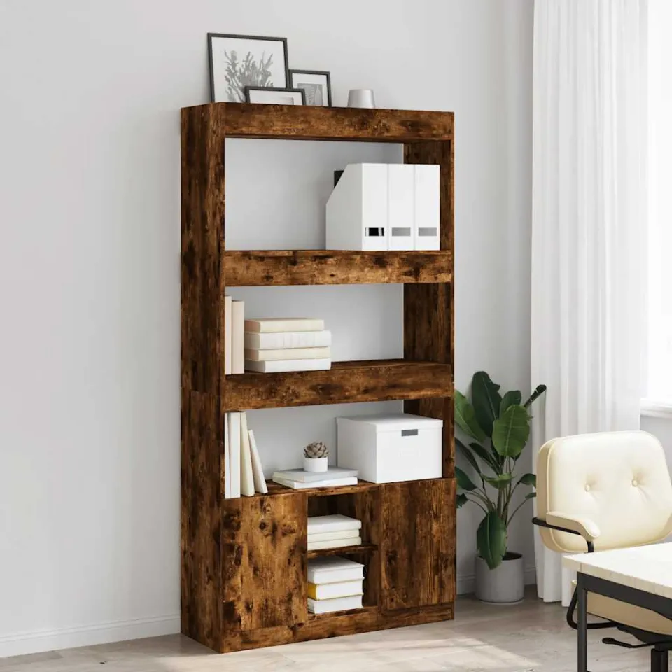 vidaXL Hoge kast 92x33x180 cm bewerkt hout gerookt eikenkleurig, foto 2