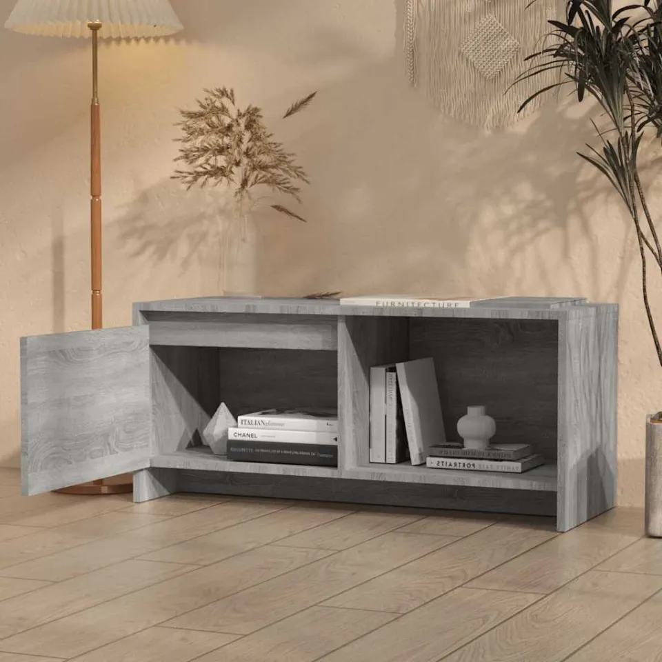 vidaXL Tv-meubel 90x35x40 cm bewerkt hout grijs sonoma eikenkleurig, foto 3