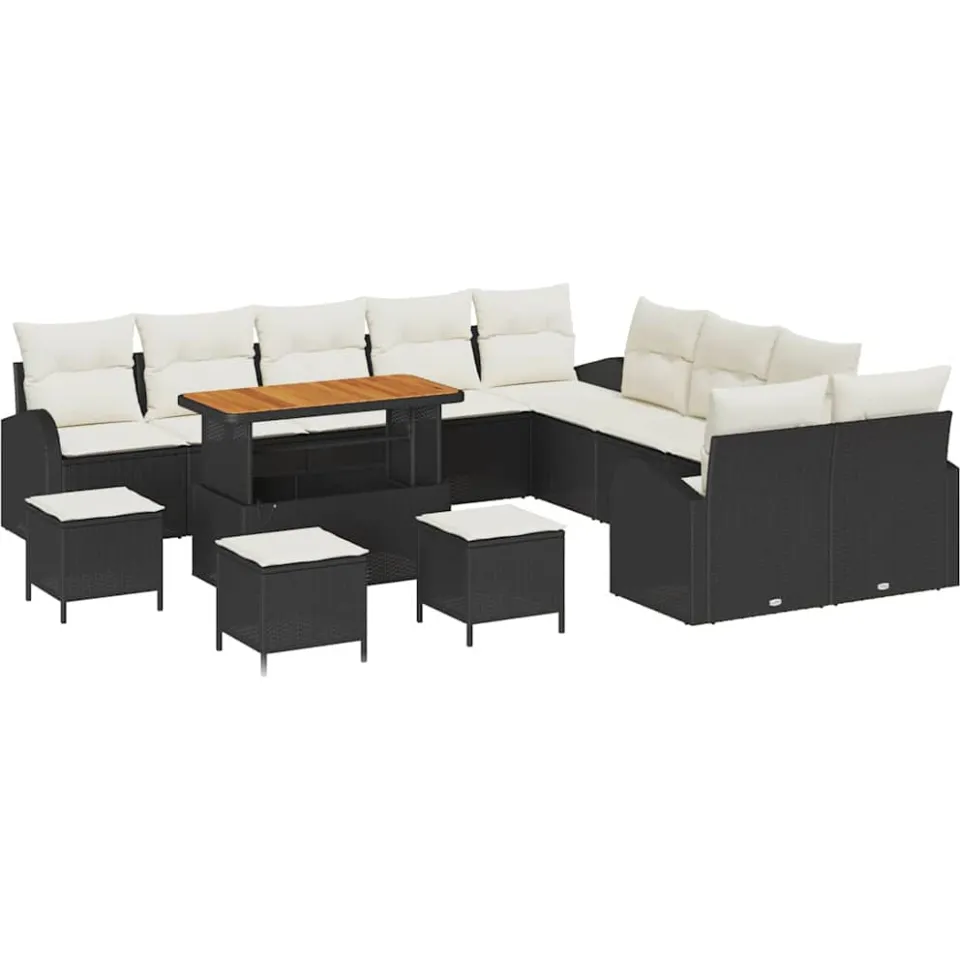 vidaXL Tuinbankenset 14 st Zwart poly rattan