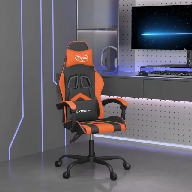 vidaXL Gamestoel draaibaar kunstleer zwart en oranje, foto 2