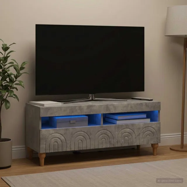 vidaXL LED tv-meubel ALKMAAR 100 x 35 x 43 cm Betongrijs Bewerkt hout