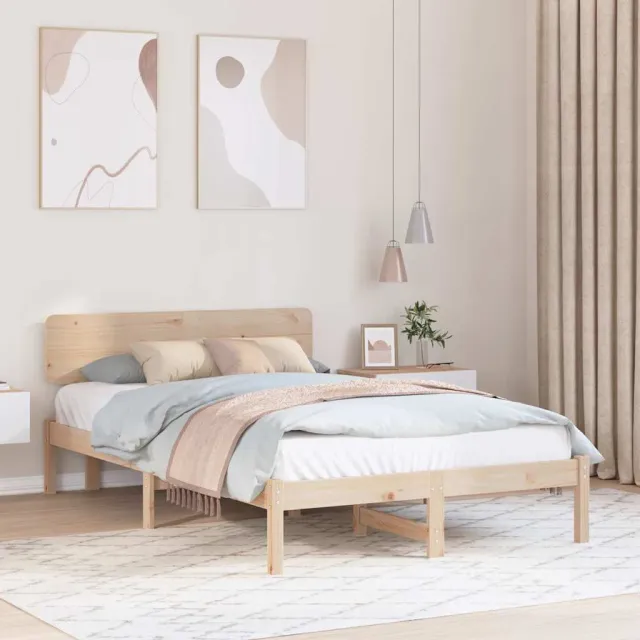 vidaXL Bedframe met hoofdeinde Naturel 120 x 200 cm Massief grenenhout Bruin