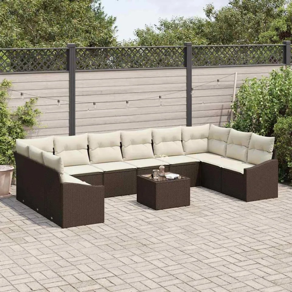vidaXL Bankstel 11 st Bruin poly rattan, foto 3