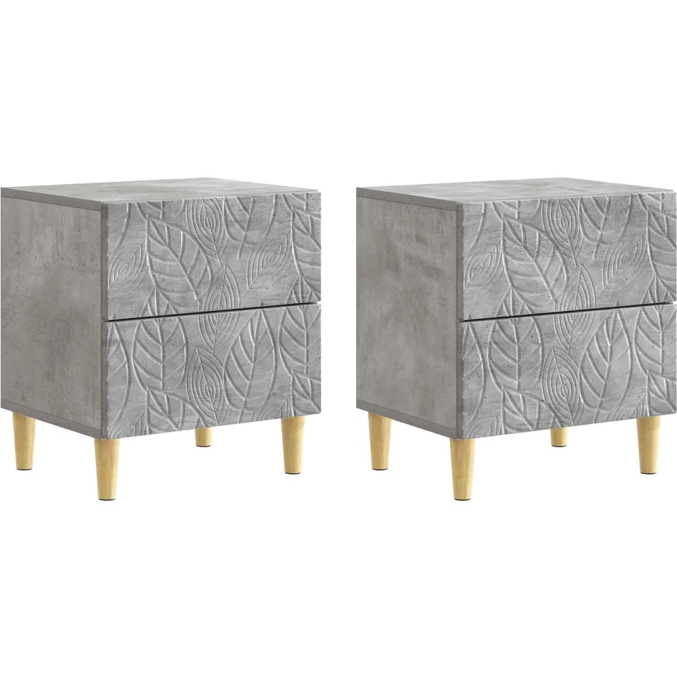 vidaXL Nachtkastje 2 st Betongrijs 43 x 34,5 x 48 cm Bewerkt hout
