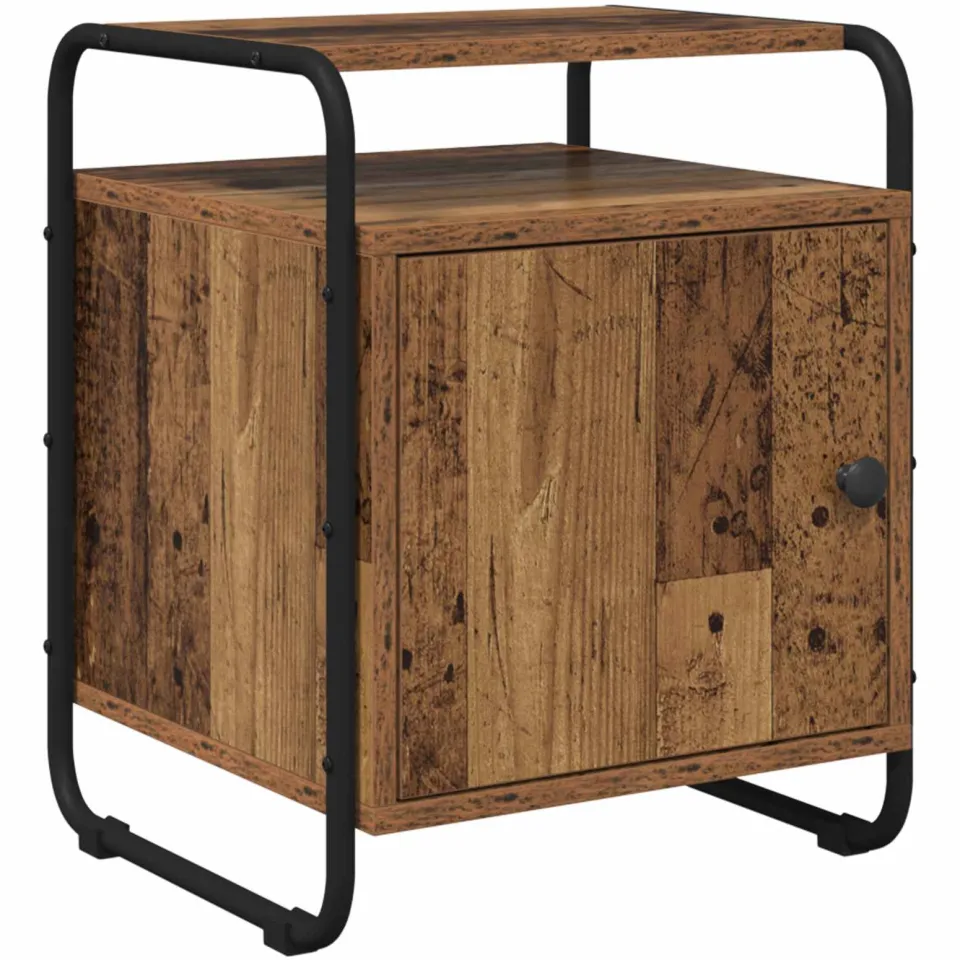 vidaXL Nachtkastje 2 st Oud hout Bewerkt hout bruin, foto 4