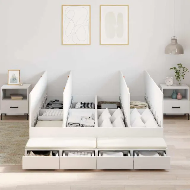 vidaXL Opbergbedframe met lade met opslag Wit 150 cm Bewerkt hout