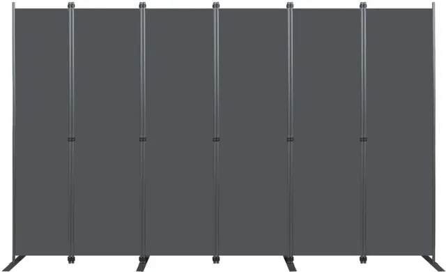MUVANO Kamerscherm - Paravent - Kamerverdeler-Scheidingswand – Vrijstaand –Opvouwbaar – Stabiel - Privacy - Woonkamer - 304x180 cm- 6-delig-Grijs