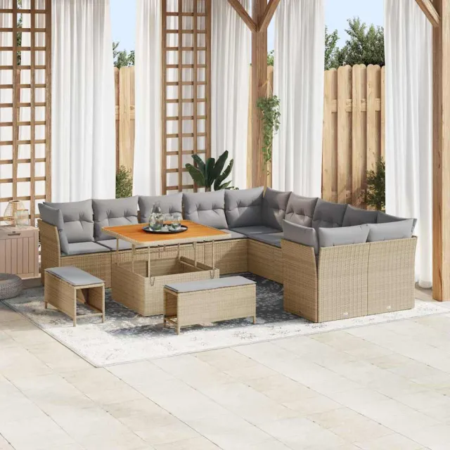 vidaXL Tuinbankenset 13 st Beige poly rattan