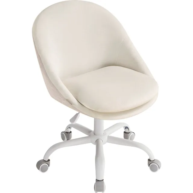 Klarven Bureaustoel Fluweel Crèmewit - Bureaustoelen - Bureaustoel Ergonomisch - Bureaustoelwielen - Office Chair - In Hoogte Verstelbaar, 360° Draaibaar