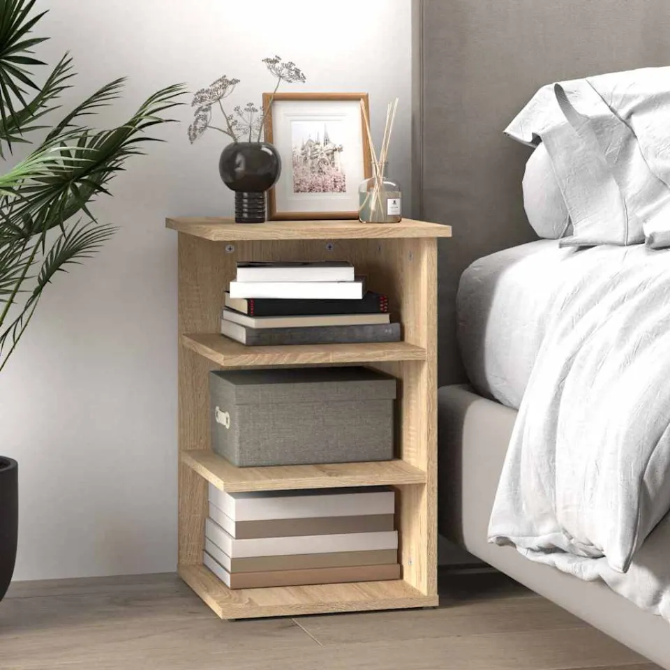 vidaXL Bijzetkast 35x35x55 cm bewerkt hout sonoma eikenkleurig, foto 3