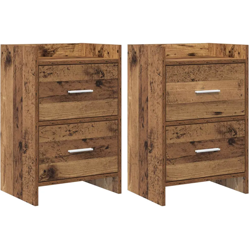 vidaXL Nachtkastjes 2 st Oud hout 40 x 30 x 60 cm Bewerkt hout bruin, foto 3