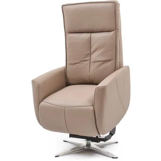 Swiss-Relax.be Swiss-Relax - Sta op stoel - Sereno - Taupe - Leer - gebruiksklaar afgeleverd - leder - draaibaar - elektrisch - relaxfauteuil