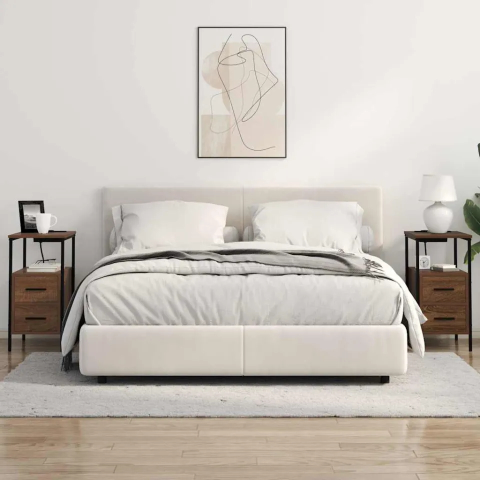 vidaXL Nachtkastje 2 st Bruin Eiken 30 x 48 x 61 cm Bewerkt hout, foto 4