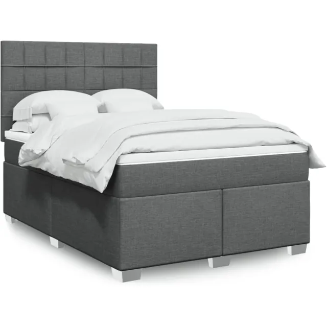 vidaXL Boxspring met matras stof donkergrijs 140x200 cm