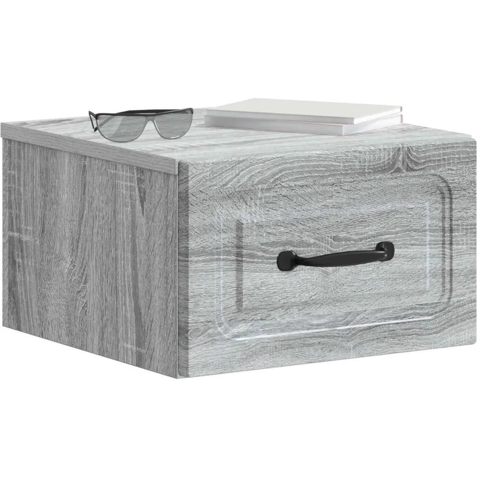 vidaXL Wandbeugel Bedkast 2 st Grijs sonoma 34,5 x 33 x 20 cm