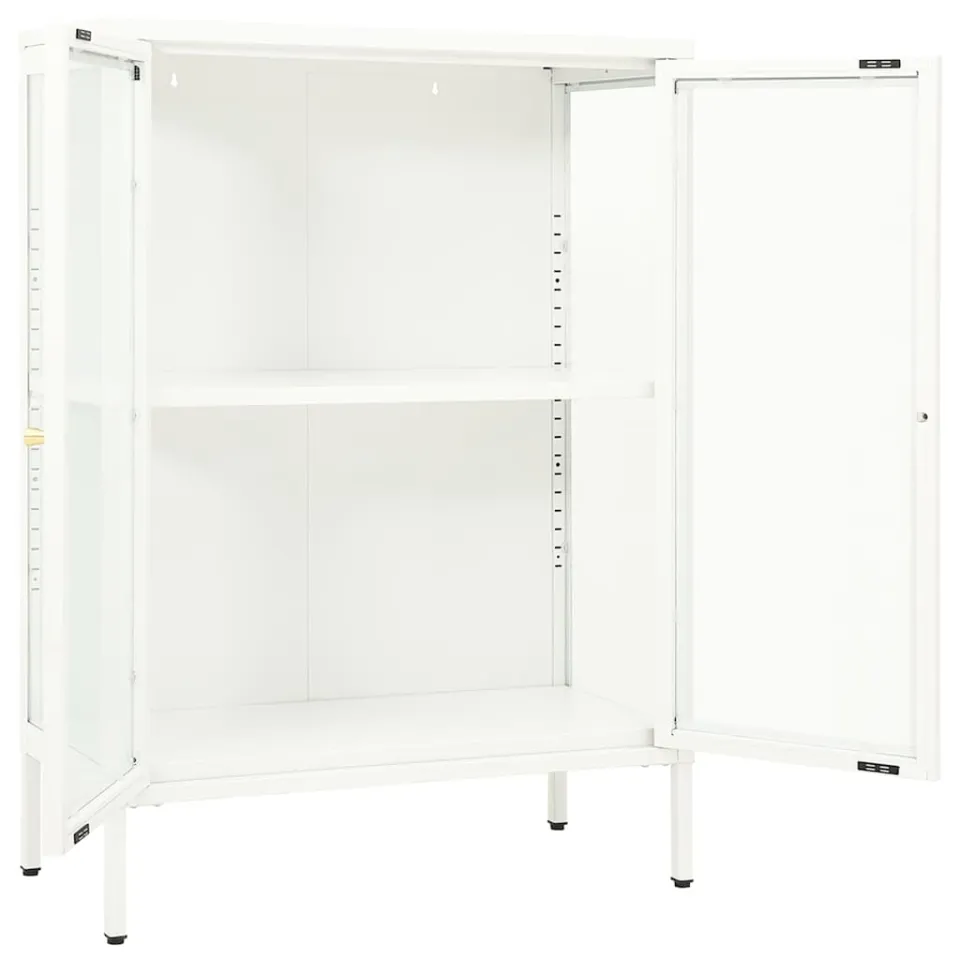 vidaXL Dressoir 75x35x105 cm staal en glas wit, foto 4