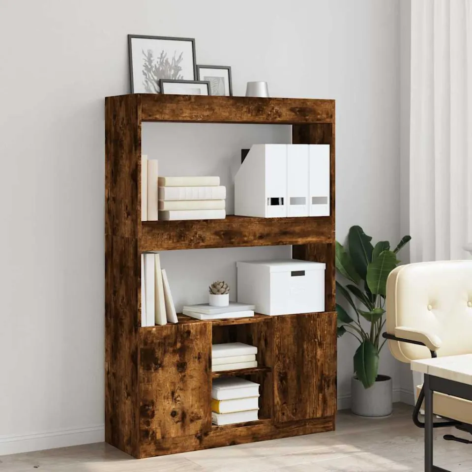 vidaXL Hoge kast 92x33x140 cm bewerkt hout gerookt eikenkleurig, foto 3