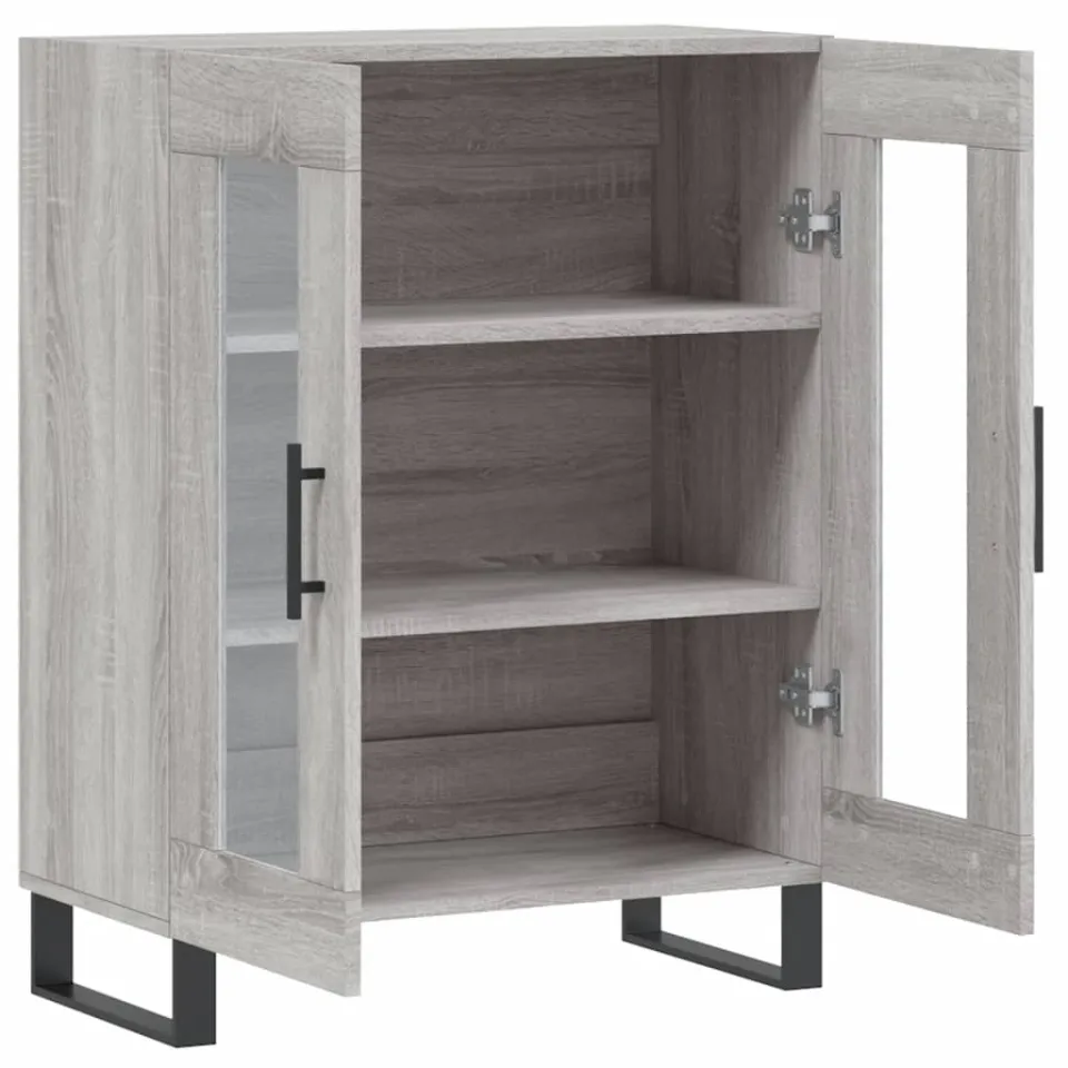 vidaXL Dressoir 69,5x34x90 cm bewerkt hout grijs sonoma eikenkleurig, foto 4