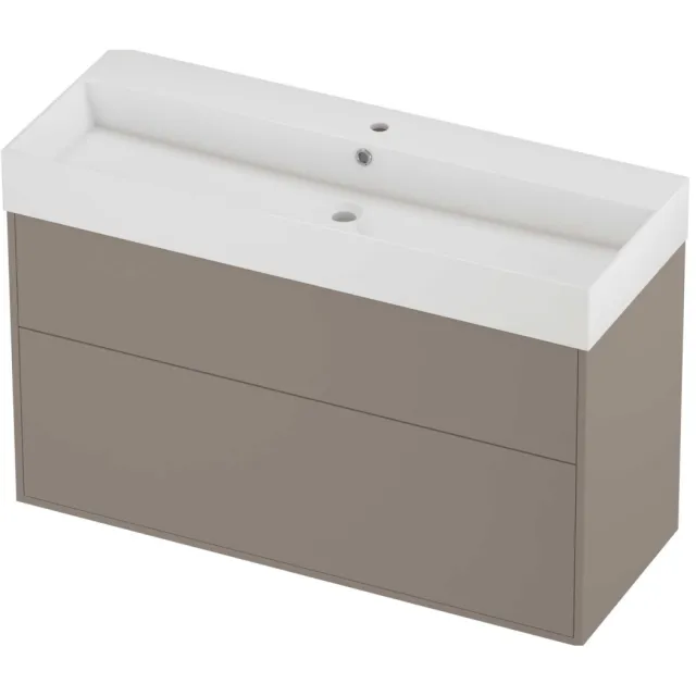 Proline Zara Badmeubelset Porselein Loft 1 Kraangat Voor Grepen 120x46x78 cm Glans Wit Clay Beige