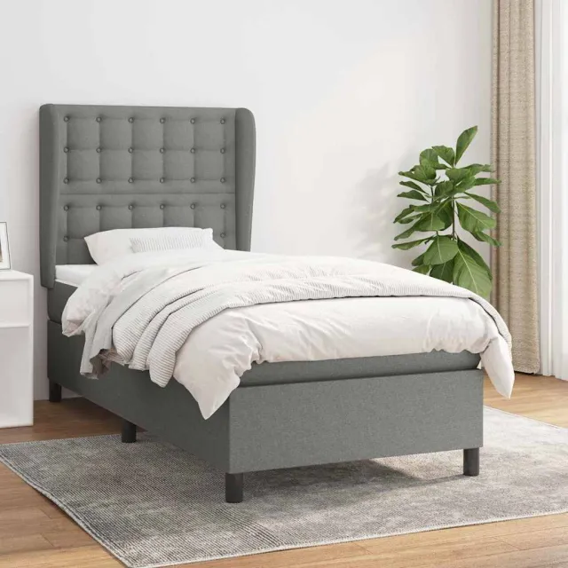 vidaXL Boxspring met matras stof donkergrijs 90x190 cm grijs