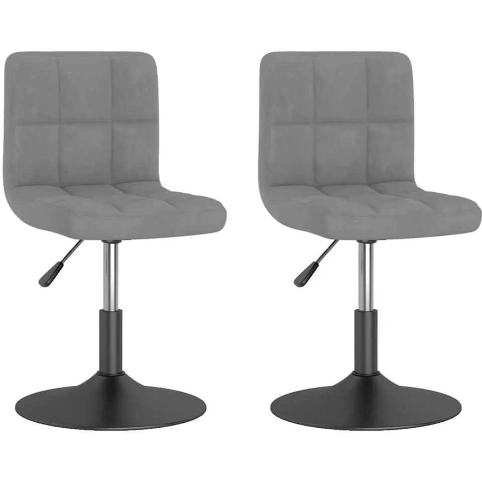 vidaXL Eetkamerstoelen draaibaar 2 st fluweel lichtgrijs grijs, foto 3