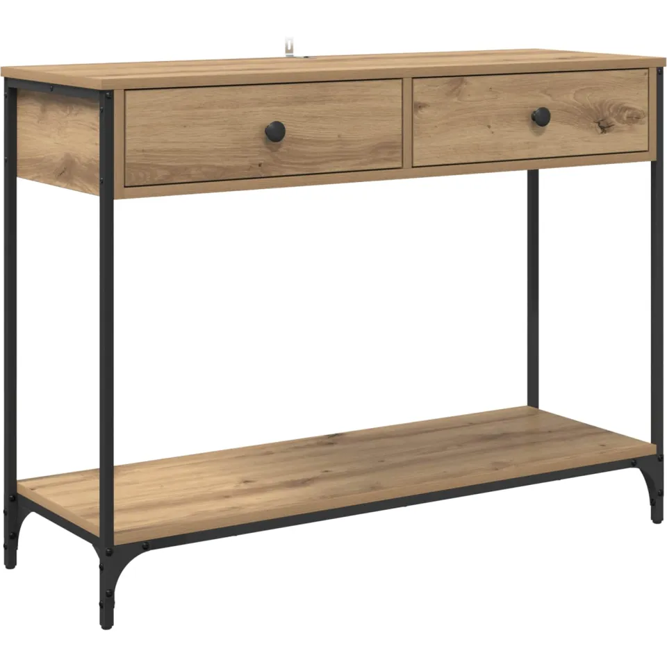 vidaXL Wandtafel Artisan Eiken 100 x 34,5 x 75 cm Bewerkt hout, foto 2