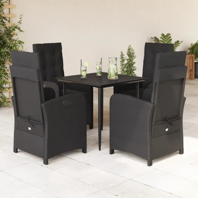 vidaXL 5-delige Tuinset met kussens poly rattan zwart, foto 2